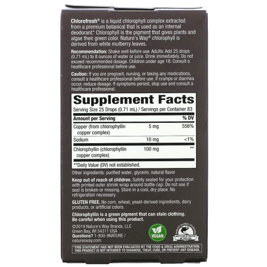 Nature's Way, Chlorofresh, краплі з хлорофілом, зі смаком м’яти, 59 мл 