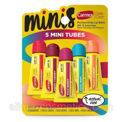 Carmex Minis 5 Tubes, Набір Бальзамів для губ, асорті смаків, 5шт х 5г