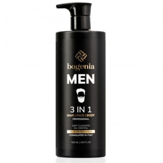 Bogenia, Men 3 in 1 hair face body wash, Засіб для чоловіків, 500 мл 