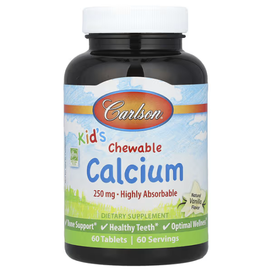 Carlson, Kid's Calcium, кальцій, натуральна ваніль, для дітей, 250 мг, 60 пастилок