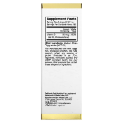 California Gold Nutrition, Vitamin D3 2000 МО, рідкий вітамін Д3, 30 мл