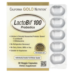 California Gold Nutrition, LactoBif, 100 пробіотиків LactoBif, 100 млрд КУО, 60 капсул