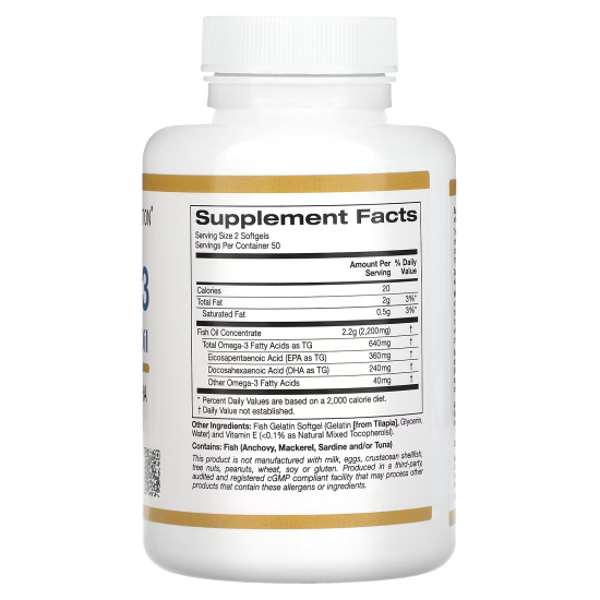 Omega-3 Premium Fish Oil, California Gold Nutrition, Омега-3 від Каліфорнії, 1100мг, 100 капсул