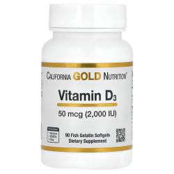 Vitamin D3, California Gold Nutrition, Вітамін Д3, 50 мг (2000 МО), 90 капсул