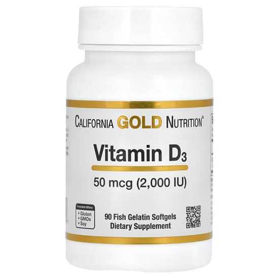 Vitamin D3, California Gold Nutrition, Вітамін Д3, 50 мг (2000 МО), 90 капсул