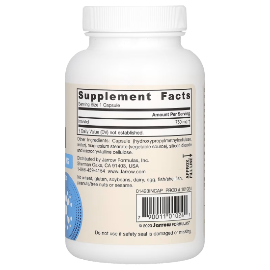Jarrow Formulas, Inositol, Інозитол, 750 мг, 100 капсул