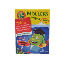 Moller's Omega-3 Fish, Моллерс рибки, малина, 36 шт