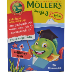 Moller's Omega-3 Fish, Моллерс рибки, малина, 36 шт