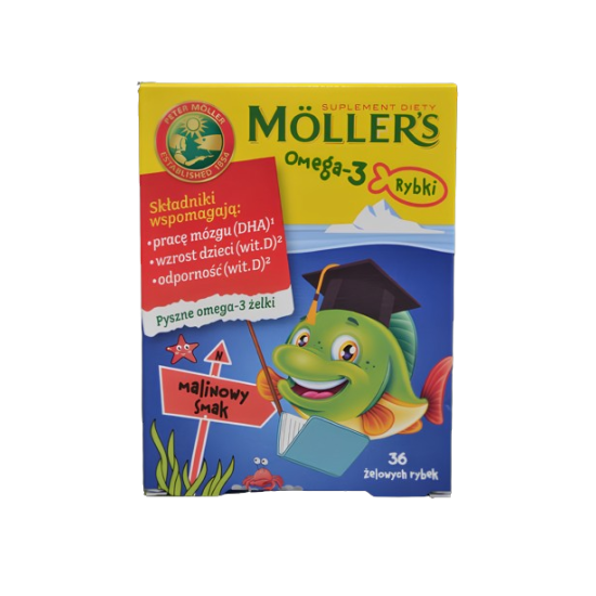 Moller's Omega-3 Fish, Моллерс рибки, малина, 36 шт