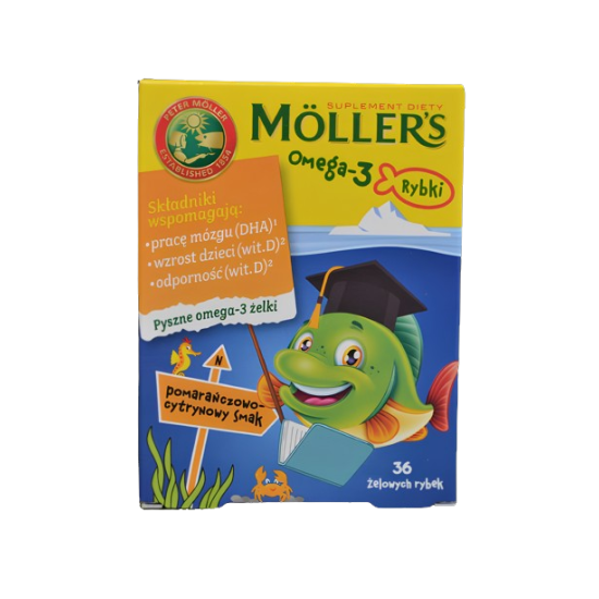 Moller's Omega-3 Fish, Моллерс рибки, апельсин-лимон, 36 шт 