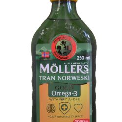 Mollers Tran Norwegian Gold, Риб'ячий жир+Д3 2000, лимон, 250 мл