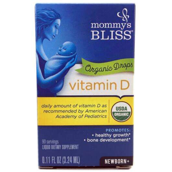 Mommy's Bliss, Vitamin D3 Organic Drops Newborn, вітамін Д3 для дітей з народження в краплях, 3.24 мл