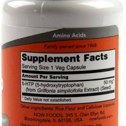 Now Foods, 5-HTP, Амінокислота (Гідрокситриптофан) 50 мг, 30 капсул
