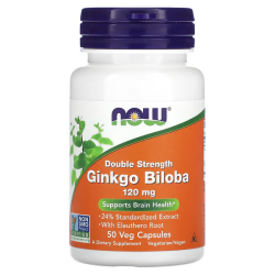 NOW Foods,Ginkgo Biloba, гінкго білоба, для роботи мозку, 120 мг, 50  шт