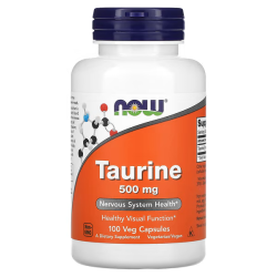  NOW Foods,Taurine, Таурин, 500мг, 100 капсул