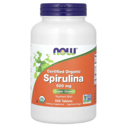  NOW, Spirulina, спіруліна, 500 мг, 500 таб