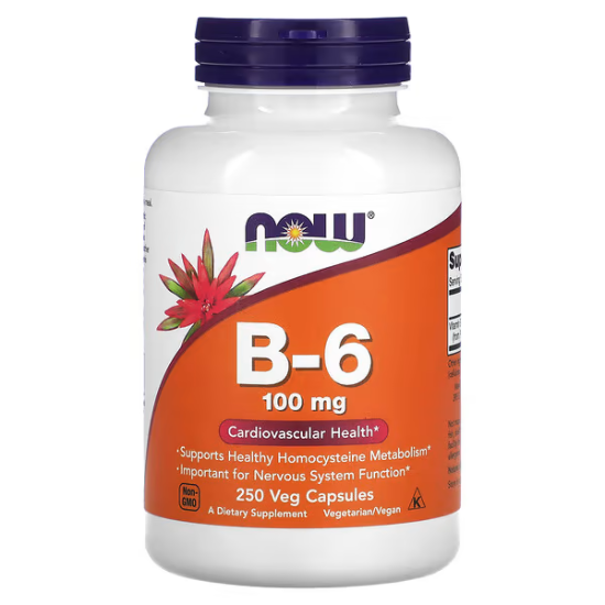  NOW, Vitamin B6, вітамін B6, 100 мг, 250 капсул