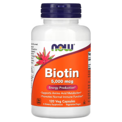 NOW, Biotin, Біотин, 5 000 мг, 120 капсул