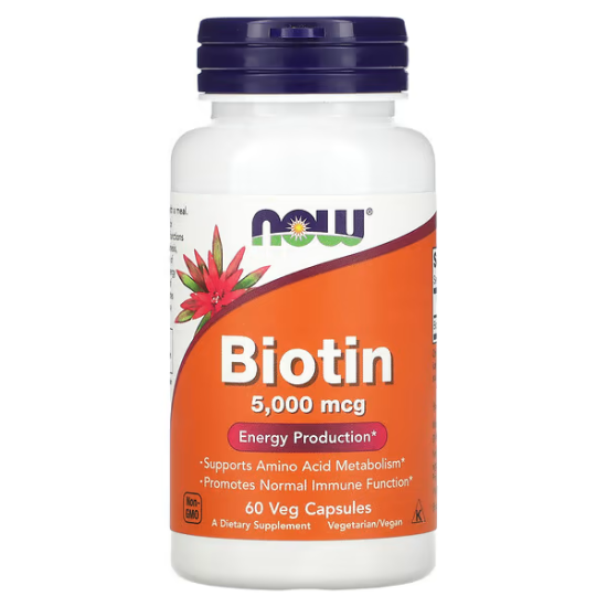 NOW, Biotin, Біотин, 5 000 мг, 60 капсул