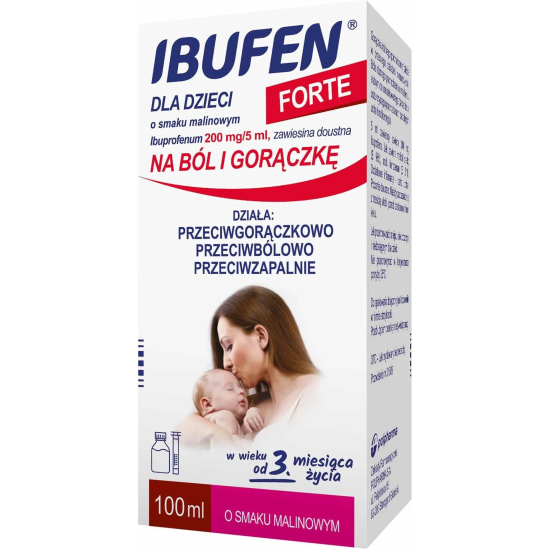 Ibufen Forte 3+, Ібуфен дитячий Форте зі смаком полуниці 200 мг/5 мл по 100 мл 