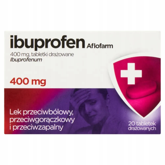 Aflofarm, Ibuprofen  400 мг, Знеболюючий засіб, 200 мг, 20 капсул