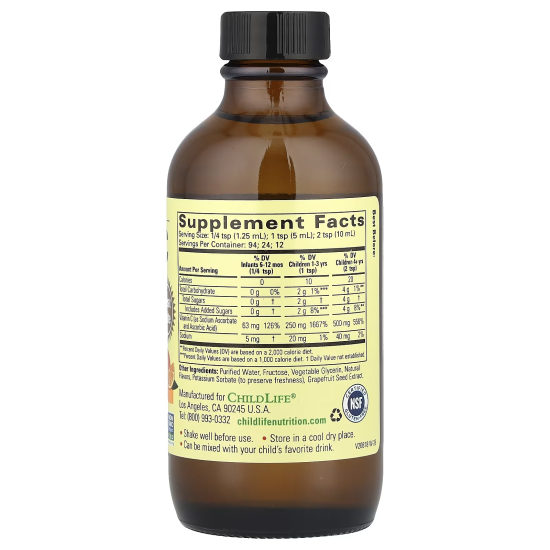 ChildLife Essentials, Liquid Vitamin C, рідкий вітамін C, натуральний апельсин, 118 мл