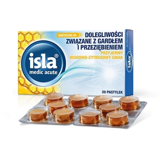 Isla Medic Acute, ісла для горла, пастилки з медом та цитрусом, 20 шт