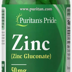 Puritan's pride, Zinc, Глюконат цинку, 50 мг, 100 шт