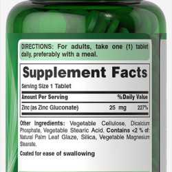 Puritan's pride, Zinc, Глюконат цинку, 25 мг, 100 шт