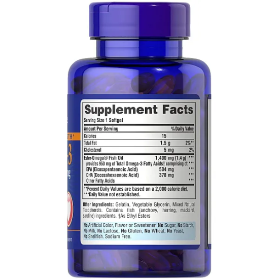  Puritan's Pride, Omega-3 Fish Oil, Омега-3 риб'ячий жир, 1400 мг (950 мг активного омега-3), 90 капсул