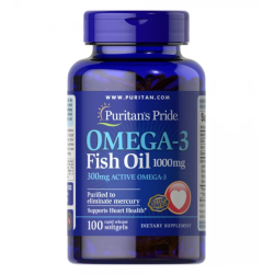 Puritan's Pride, Omega-3 Fish Oil, Омега-3 риб'ячий жир, 1000 мг (300 мг активного омега-3), 100 капсул