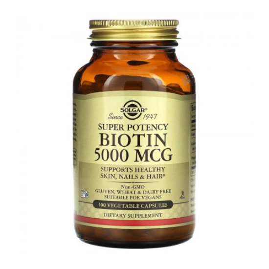 Solgar, Biotin, біотин 5 000 мг, 100 капсул