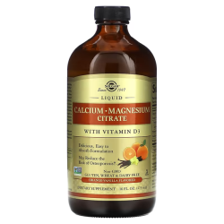 Solgar, Calcium Magnesium Citrate +D3, Кальцій, магній, вітамін д3, в рідині, сироп смак апельсин, 473 мл