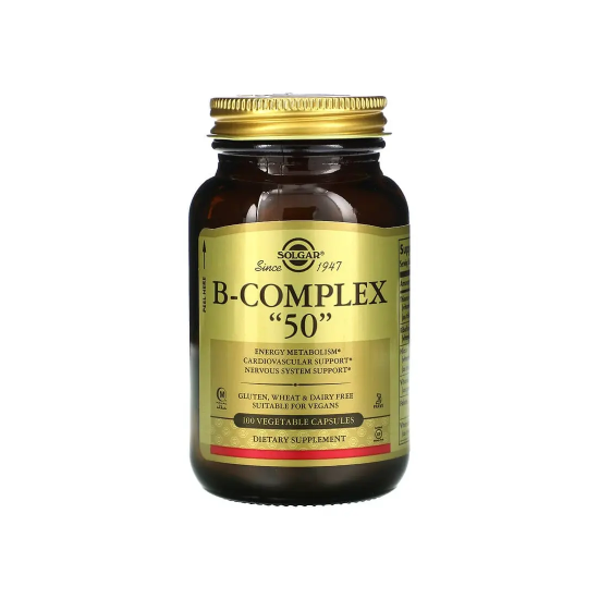 Solgar, B-compleх 50, Вітамін В-комплекс, 100 табл