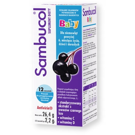 Sambucol, SAMBUCOL BABY, Порошок для приготування суспензії, для дітей від 6 місяців, 12 шт