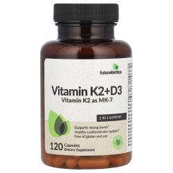 FutureBiotics, Vit K2 90+D3 5000 МО, Вітамін Д3 з К2, 120шт