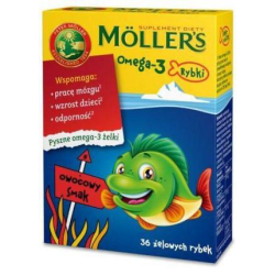 Moller's Omega-3 Fish, Моллерс рибки, фрукти, 36 шт 