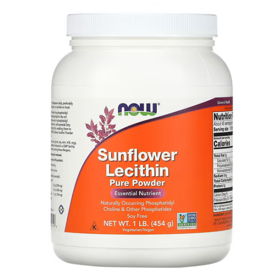 NOW, Sunflower Lecithin, Pure Powder, Соняшниковий лецитин, 454 г