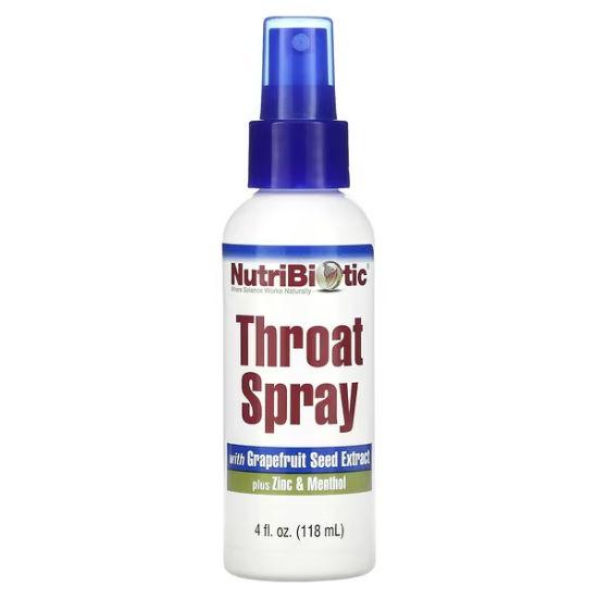  NutriBiotic Throat Spray, спрей для горла з екстрактом насіння грейпфрута, цинком і ментолом, 118 мл 