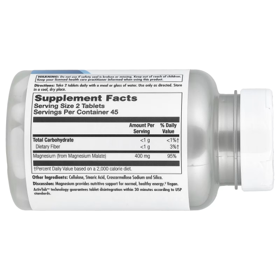 KAL, Magnesium Malate 400mg,  Магній Малат, 90 шт 