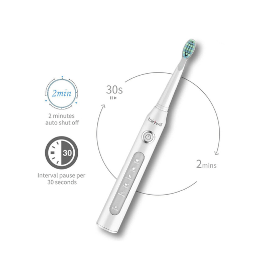 Fairywill D7, Електрична зубна щітка, колір білий, 4 насадки