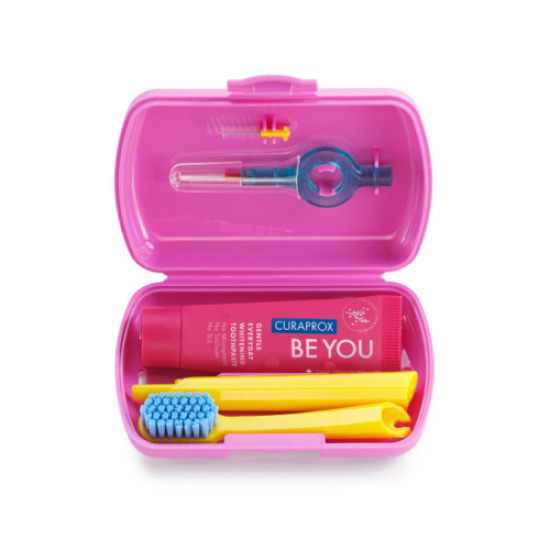Curaproх be you PINK, дорожній набір, смак Джин Тонік + Хурма, щітка+паста+міжзубні йоржики