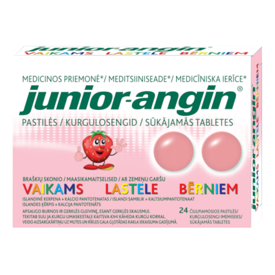 Junior angin, таблетки  від болю в горлі та ангіни, 24 шт
