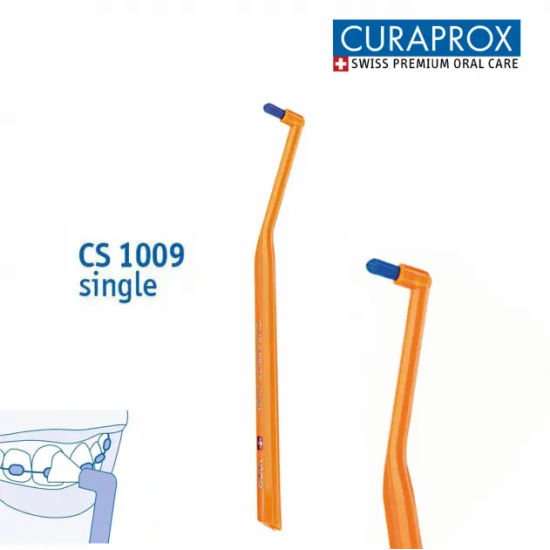 Curaprox, CS 1009 Single & Sulcular, Монопучкова щітка, брекет-система, 9 мм