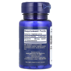 Life Extension, Vitamin B12, вітамін В12, метилкобаламін, 500 мкг, 100 льодяників
