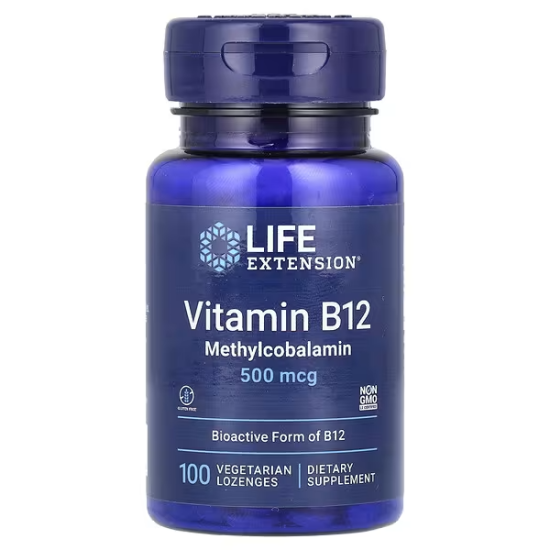 Life Extension, Vitamin B12, вітамін В12, метилкобаламін, 500 мкг, 100 льодяників