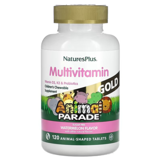 NaturesPlus, Source of Life, Multivitamin Animal Gold, жувальні мультівітаміни з мікроелементами для дітей, смак кавуна, 120 шт