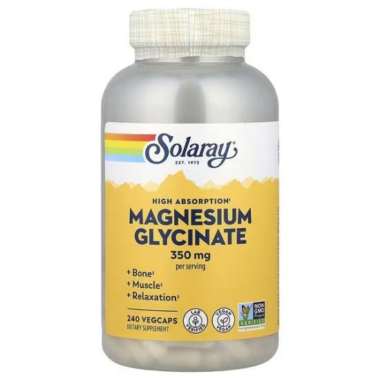 Solaray, Magnesium glicinat, гліцинат магнію, висока засвоюваність, 240 капсул