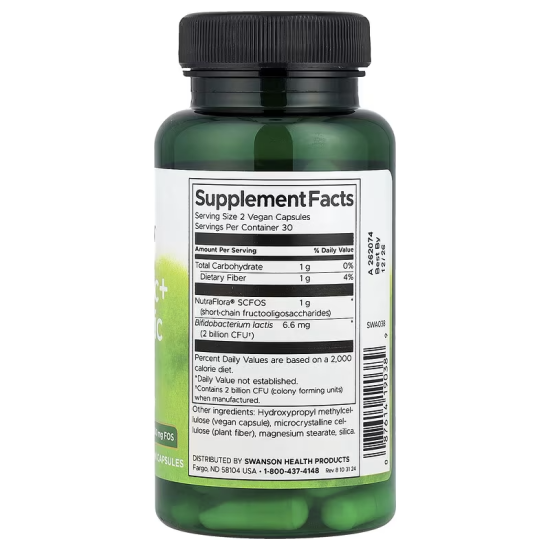 Swanson,  Пробіотик + Пребіотична Клітковина, 60 капсул