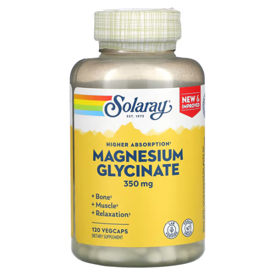 Solaray, Magnesium glicinat, гліцинат магнію, висока засвоюваність, 120 капсул